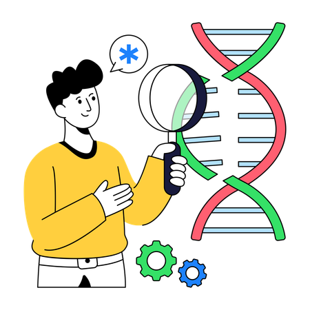 DNA 연구를 하는 남자  일러스트레이션