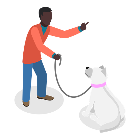 Man doing Dog Training  Illustration