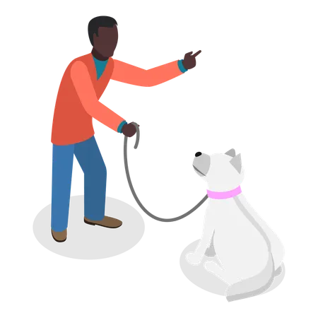 Man doing Dog Training  Illustration