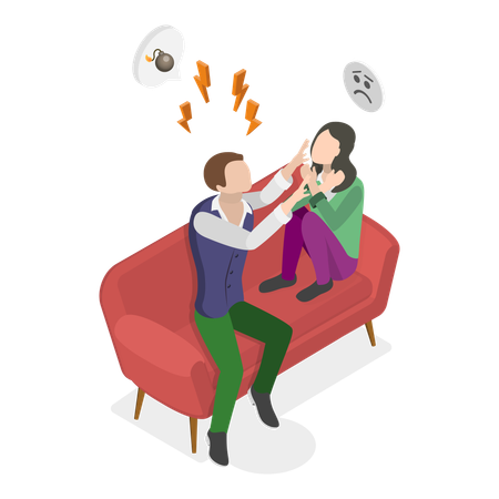 Man doing domestic violence on woman  Illustration