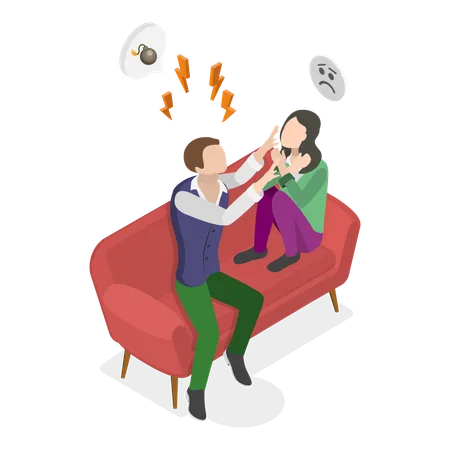 Man doing domestic violence on woman  Illustration