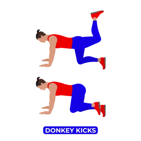 Man Doing Donkey Kicks Exercise  일러스트레이션