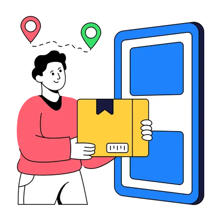 Man doing Door Delivery  Illustration