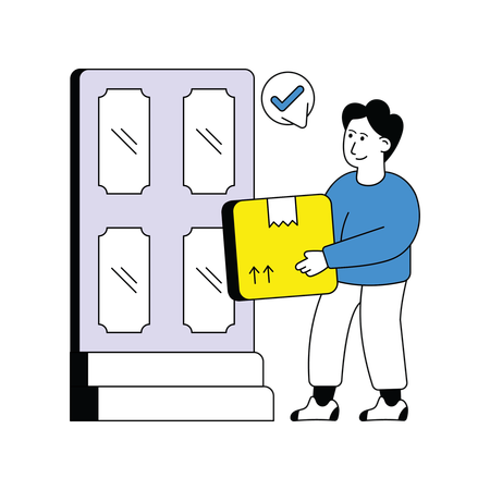 Man doing Door To Door Delivery  Illustration