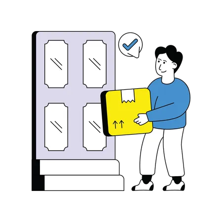 Man doing Door To Door Delivery  Illustration