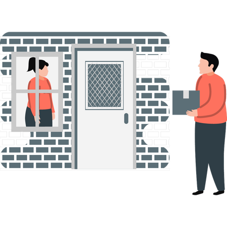 Man doing doorstep delivery  Illustration