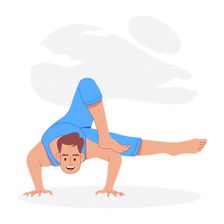 Man Doing Dragonfly Pose  Illustration