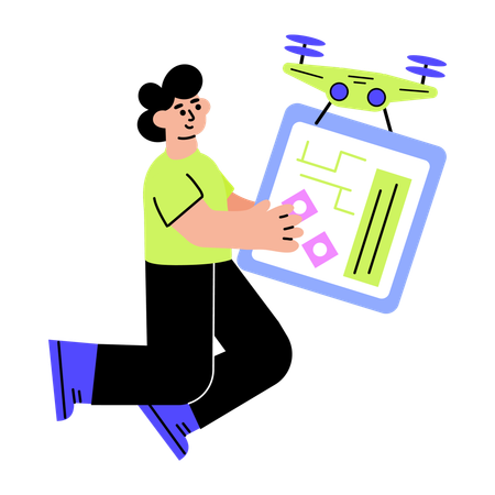 Man doing drone delivery  Illustration