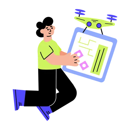Man doing drone delivery  Illustration