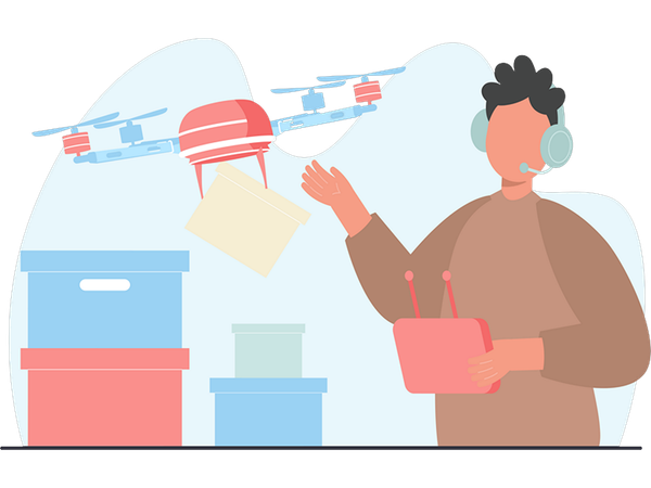 Man doing drone delivery  Illustration