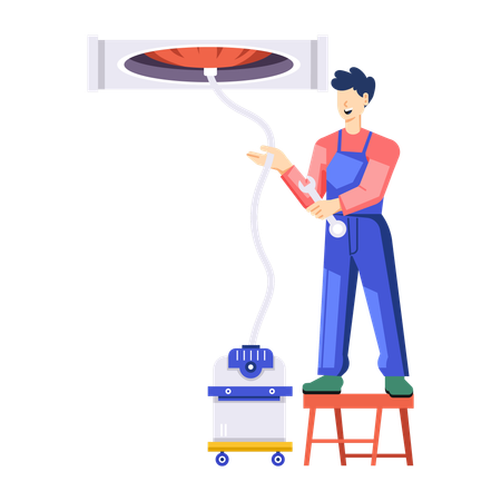 Man doing Duct Cleaning  Illustration