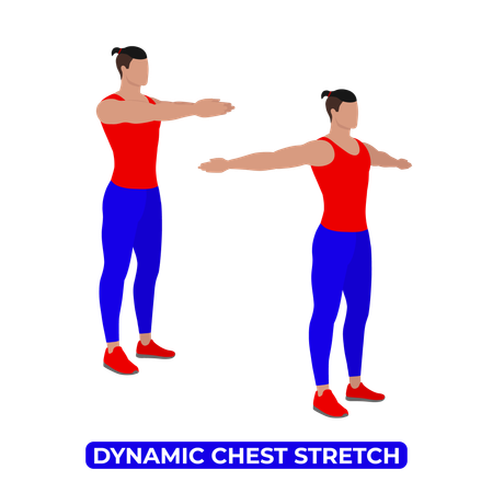 Man Doing Dynamic Chest Stretch  Illustration