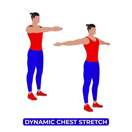 Man Doing Dynamic Chest Stretch  Illustration