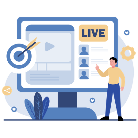 Man Doing Dynamic Live Streaming  Illustration