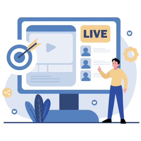 Man Doing Dynamic Live Streaming  Illustration