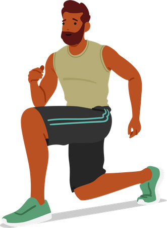 Man doing dynamic warm-up exercises  Illustration