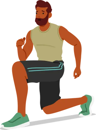 Man doing dynamic warm-up exercises  Illustration