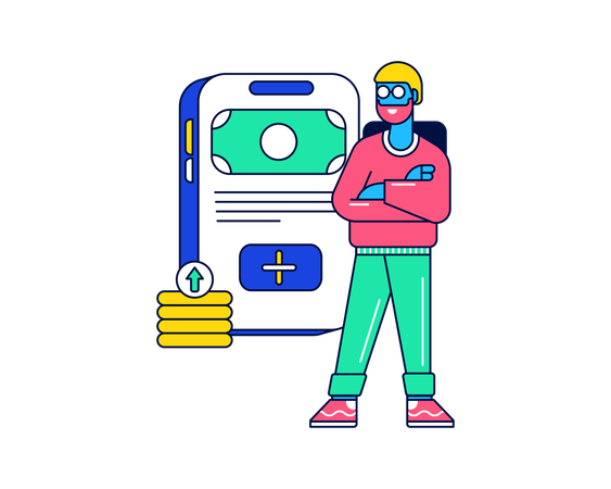 Man doing e wallet top up  Illustration