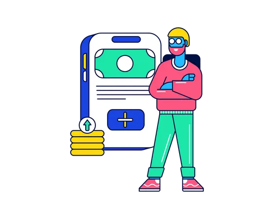 Man doing e wallet top up  Illustration