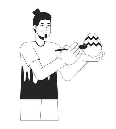 Man doing Easter-egg painting  일러스트레이션