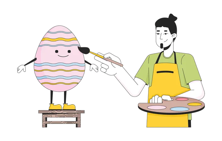 Man doing Easter eggs painting  Illustration