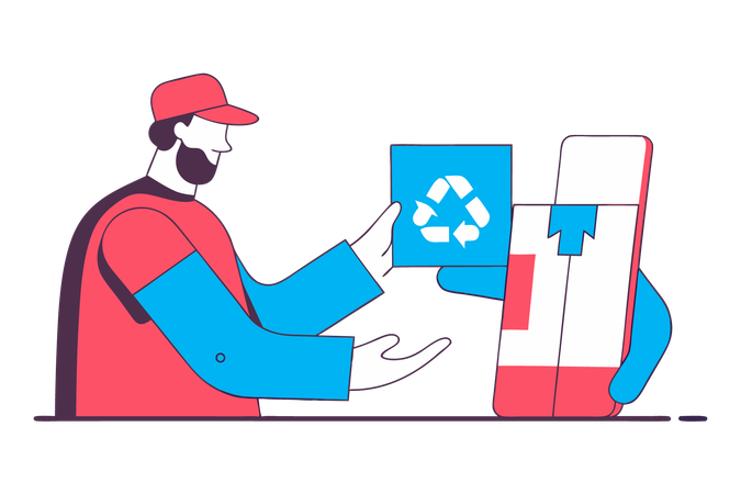 Man doing Eco Friendly Delivery  Illustration