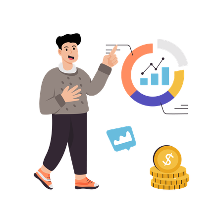 Man doing economic analysis  Illustration