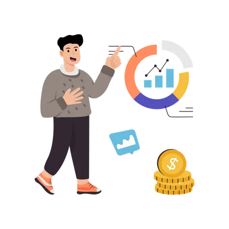 Man doing economic analysis  Illustration