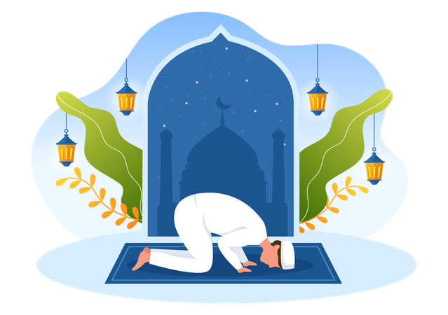 Man doing Eid prayer  Illustration