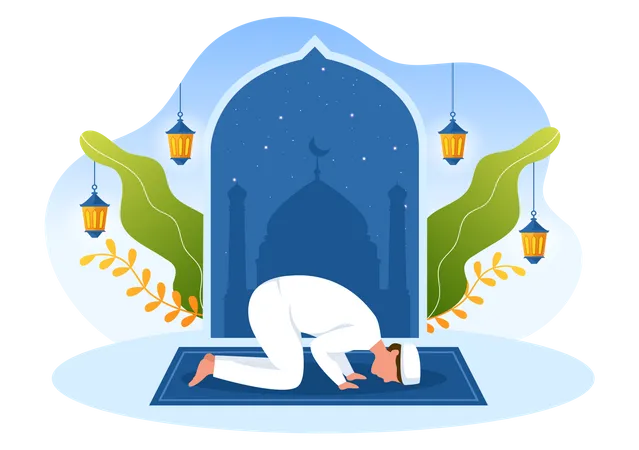 Man doing Eid prayer  Illustration