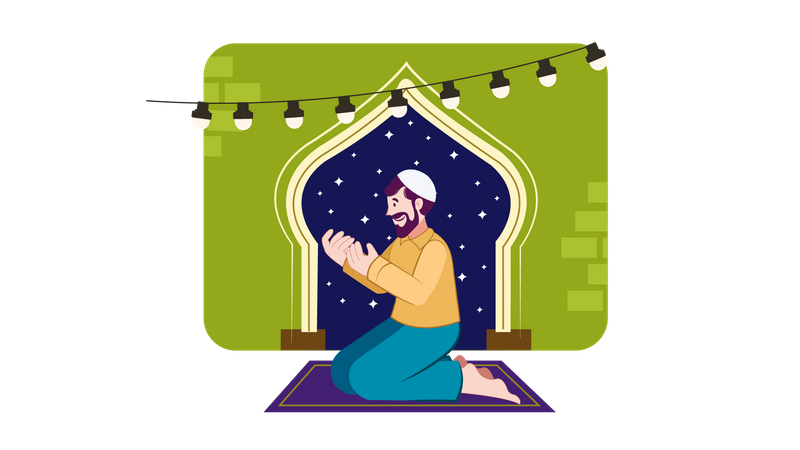 Man doing Eid prayer 일러스트레이션
