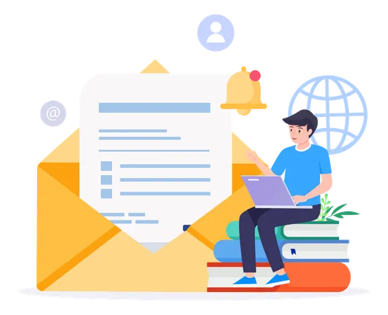 Concept Of Email Marketing Sending Or Receiving Email Illustration