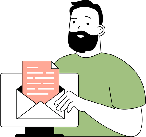 Man doing email marketing  Illustration