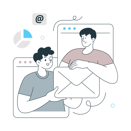 Man doing Email Marketing  Illustration