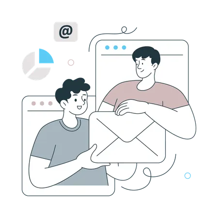 Man doing Email Marketing  Illustration