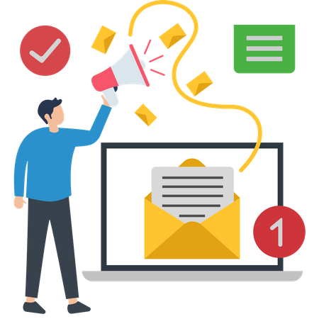 Man doing Email marketing  Illustration