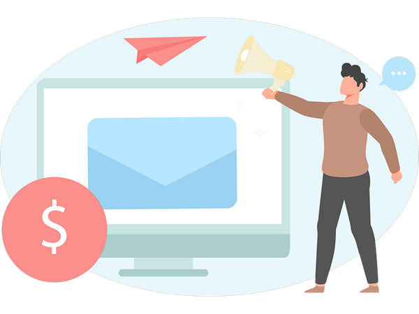 Man doing email marketing  Illustration