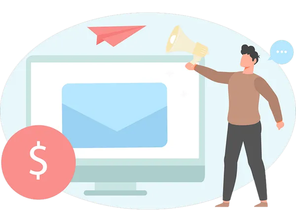 Man doing email marketing  Illustration