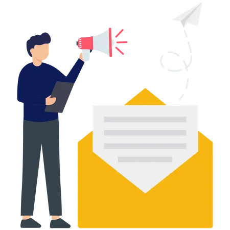 Man Doing Email Marketing  Illustration