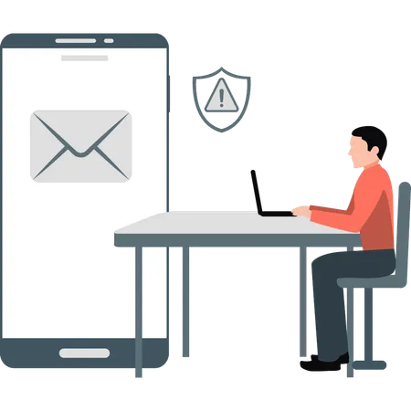 Man doing email protection  Illustration