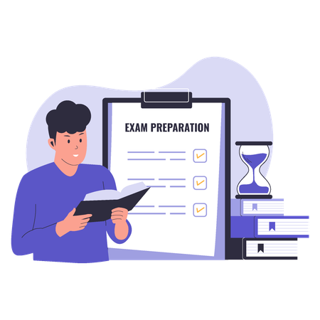 Man Doing exam preparation  Illustration