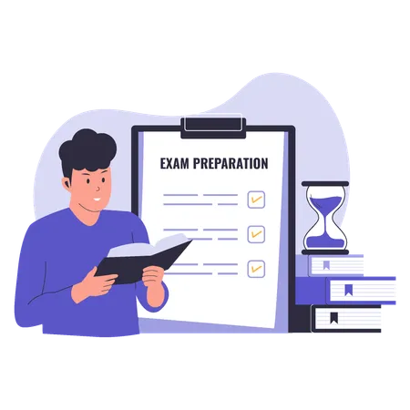 Man Doing exam preparation  Illustration