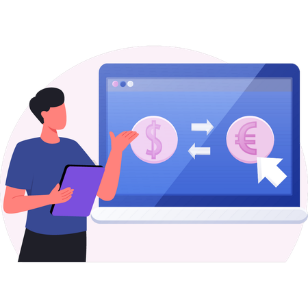 Man doing exchange currency  Illustration