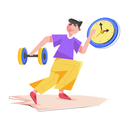 Handy Flat Illustration Of Workout Time Illustration