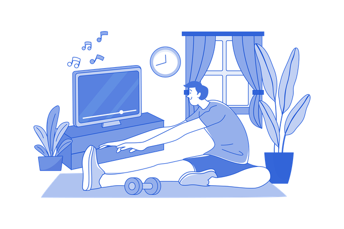 Man Doing Exercise At Home  Illustration