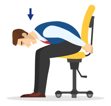 Man doing exercise for back stretch in office Illustration