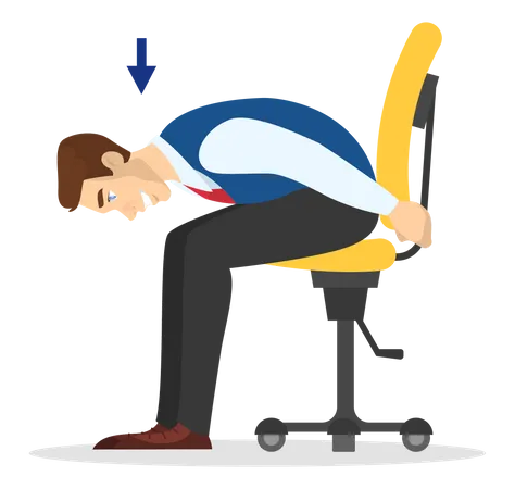Man doing exercise for back stretch in office Illustration