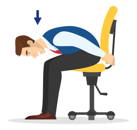 Man doing exercise for back stretch in office  イラスト