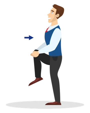 Man doing exercise for leg stretch in office  Illustration