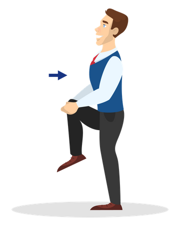 Man doing exercise for leg stretch in office  イラスト